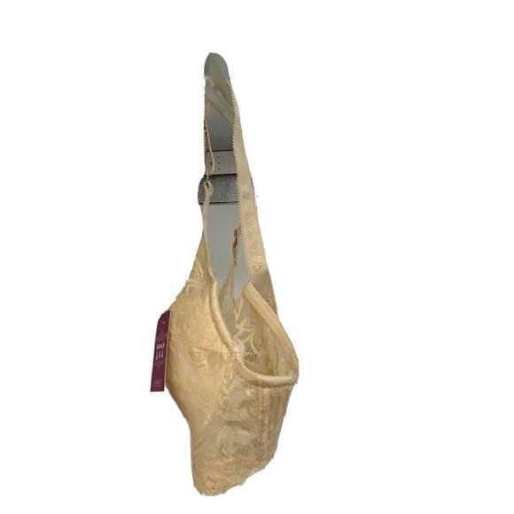 Womens Floral Lace Underwire Lightly Padded Peach Bra 38C New Adjustable - Picture 8 of 12